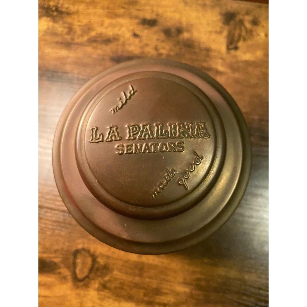 Vintage 1940s La Palina Senators Brass Cigar Tin-Mild & Made Good-Mad Men Style